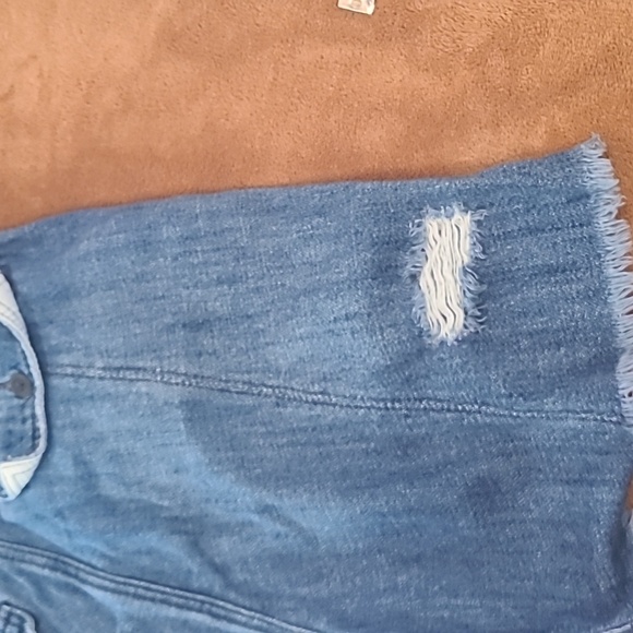 Free People Medium Wash Blue Button Fly High Rise Baggy Shorts Women's Size 4 - Picture 11 of 12